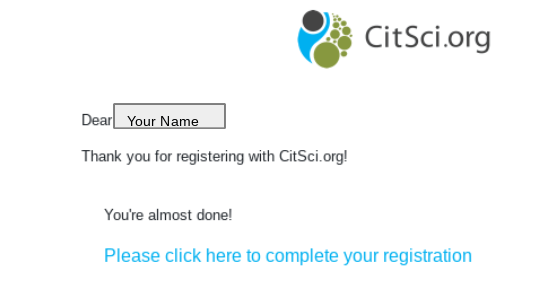 Email Confirmation for CitSci Account